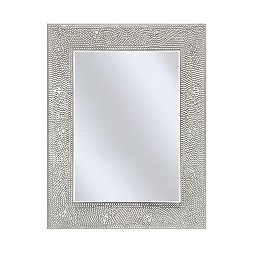 Rectangle Bathroom Vanity Mirror with Mosaic Crystal Floral Motif Border