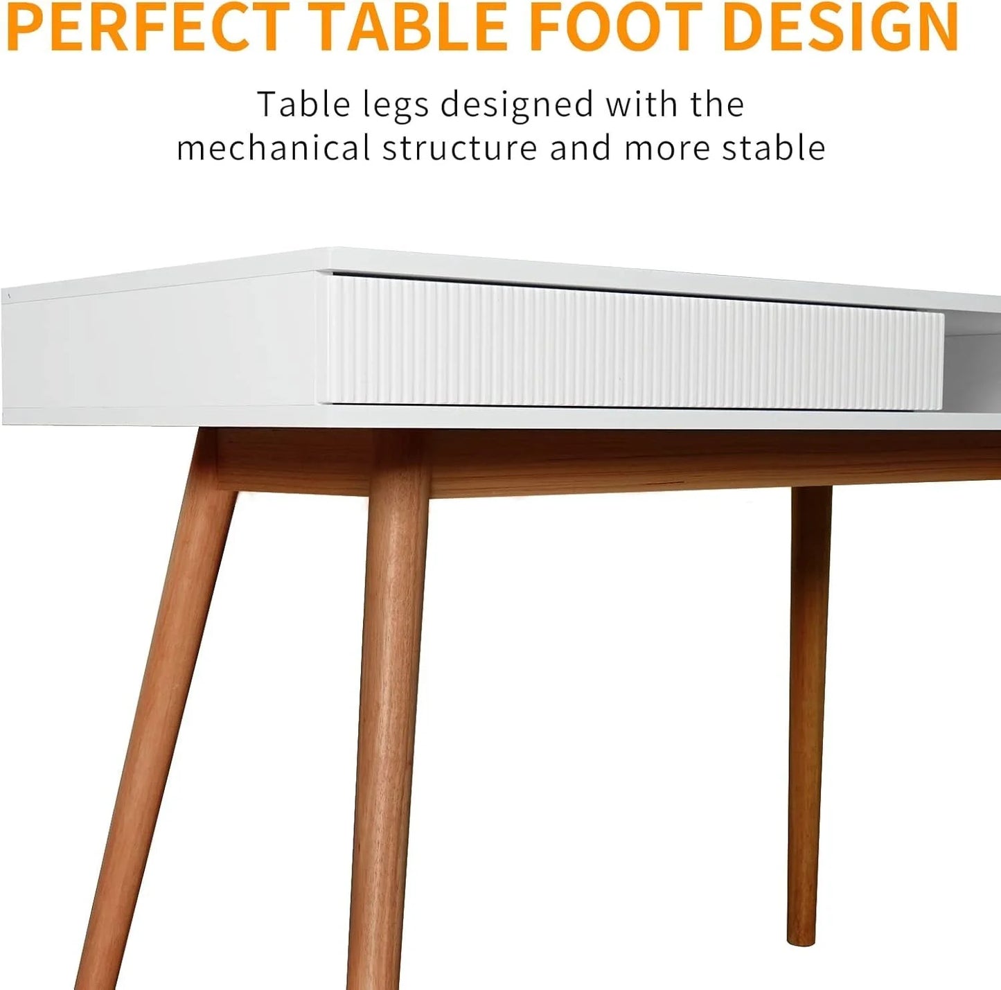 White Writing Desk With Drawers Mid Century Modern