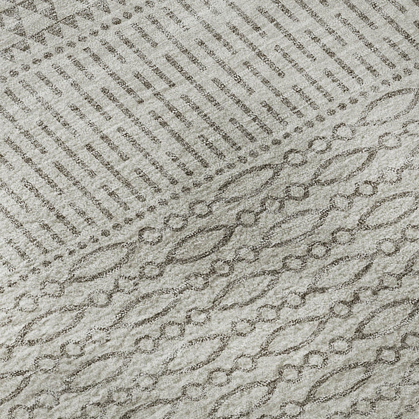 3' X 5' Beige and Ivory Striped Washable Area Rug with UV Protection