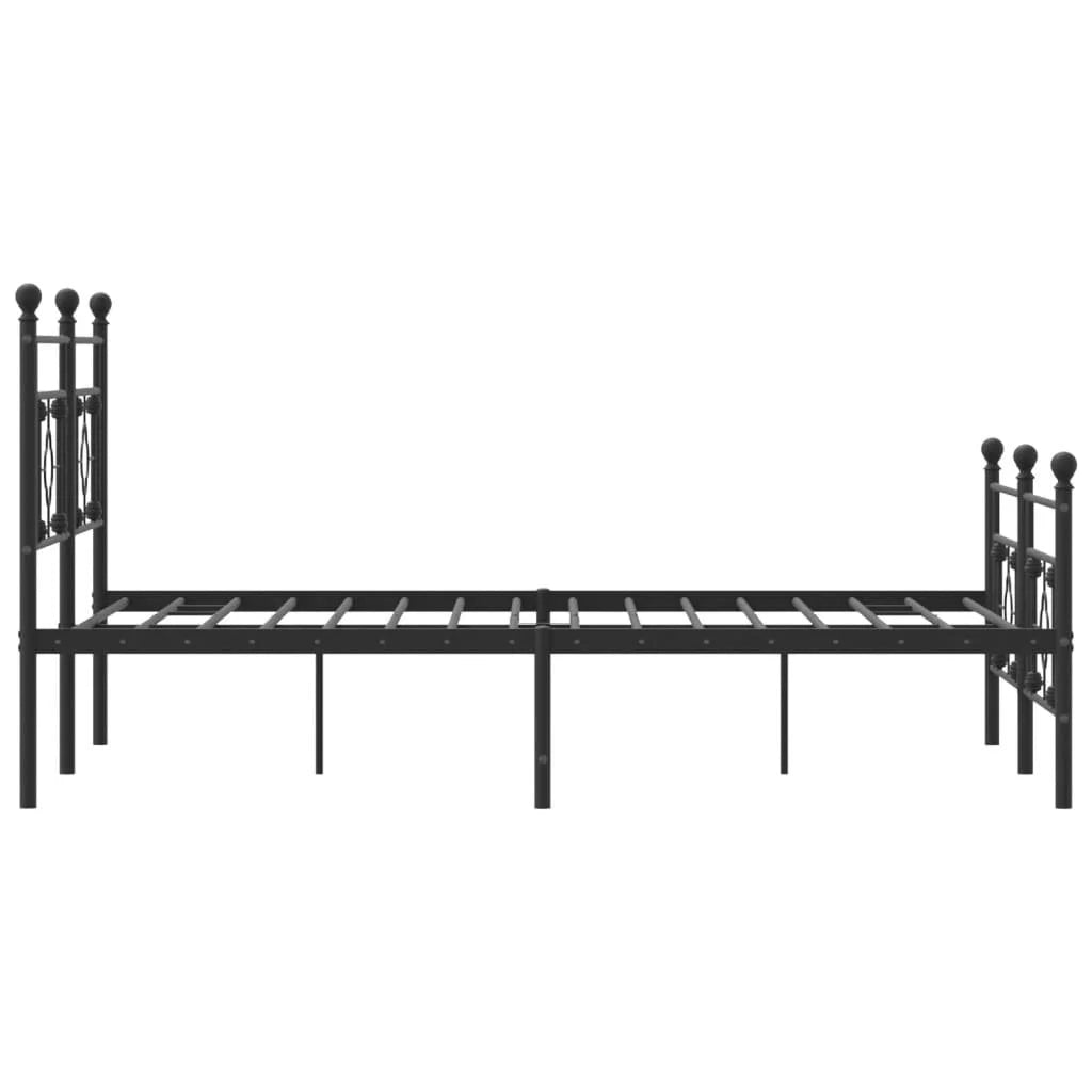 vidaXL Metal Bed Frame with Headboard and Footboard Black 59.1"x78.7"