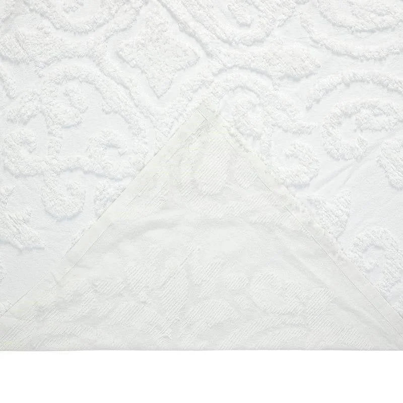 Full Size 100-Percent Cotton Chenille 3-Piece Coverlet Bedspread Set in White