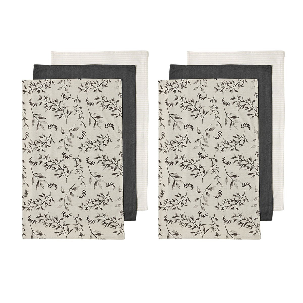 NNEDSZ Grown Ivy Set of 6 Cotton Kitchen Towels Charcoal
