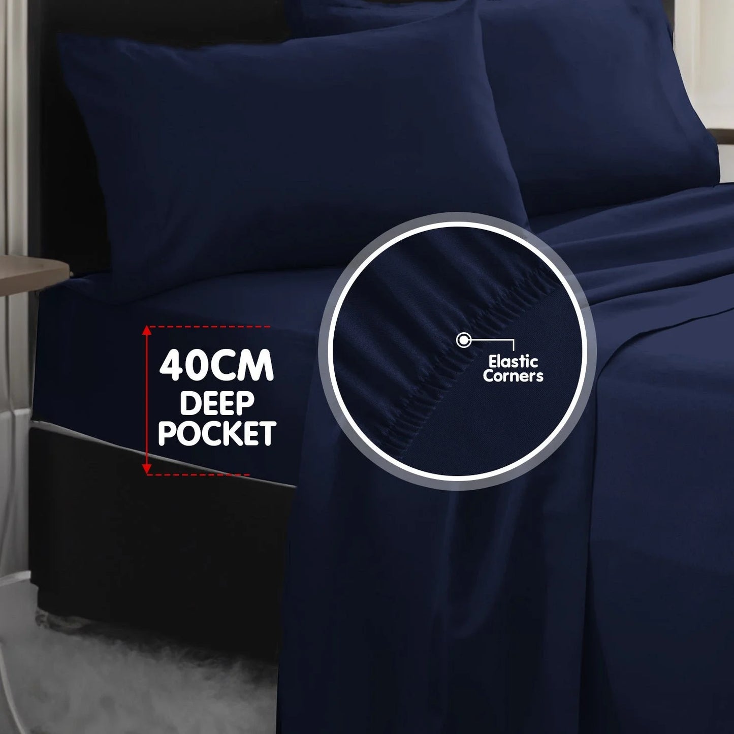 NNEDPE 1000 Thread Count Cotton Rich King Bed Sheets 4-Piece Set - Navy