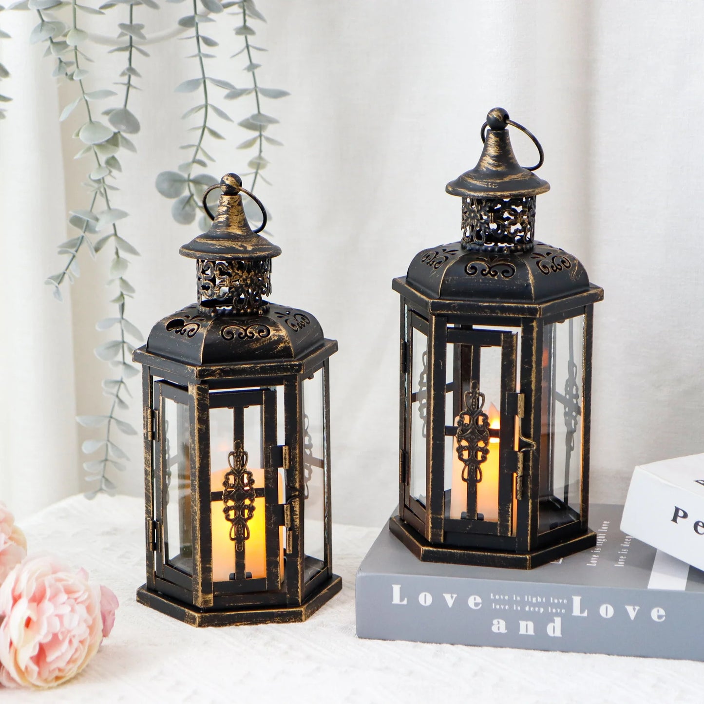 10 inch High Vintage Style Hanging Lantern(Set of 2 )