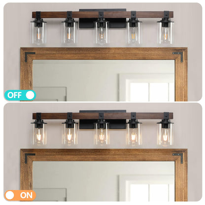 (Same as W1340p155972/L1015-5) 5-Lights Farmhouse Vanity Lights Fixture Rustic Bathroom Light Fixture Bathroom Sconce(Wi