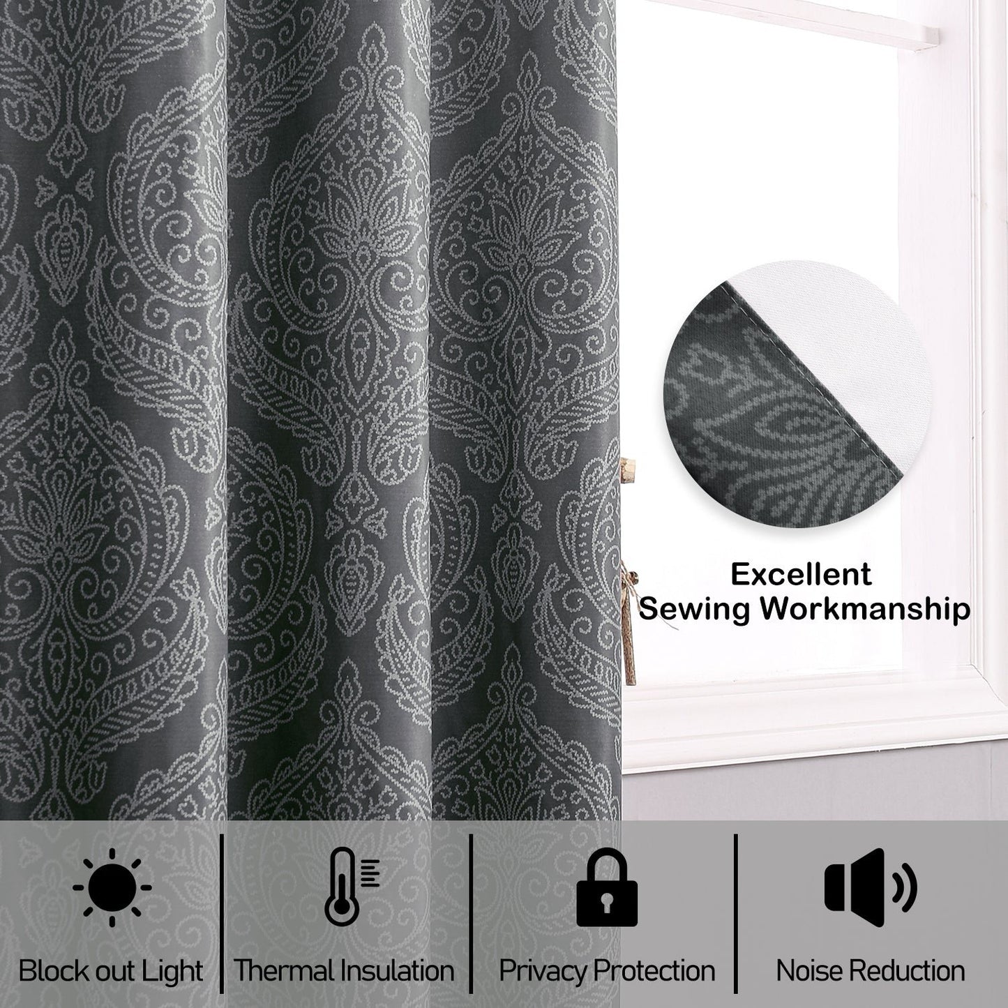 4pcs/SET Curtains - 2pcs Ombre Blackout Curtains And 2pcs Semi Sheer Curtains
