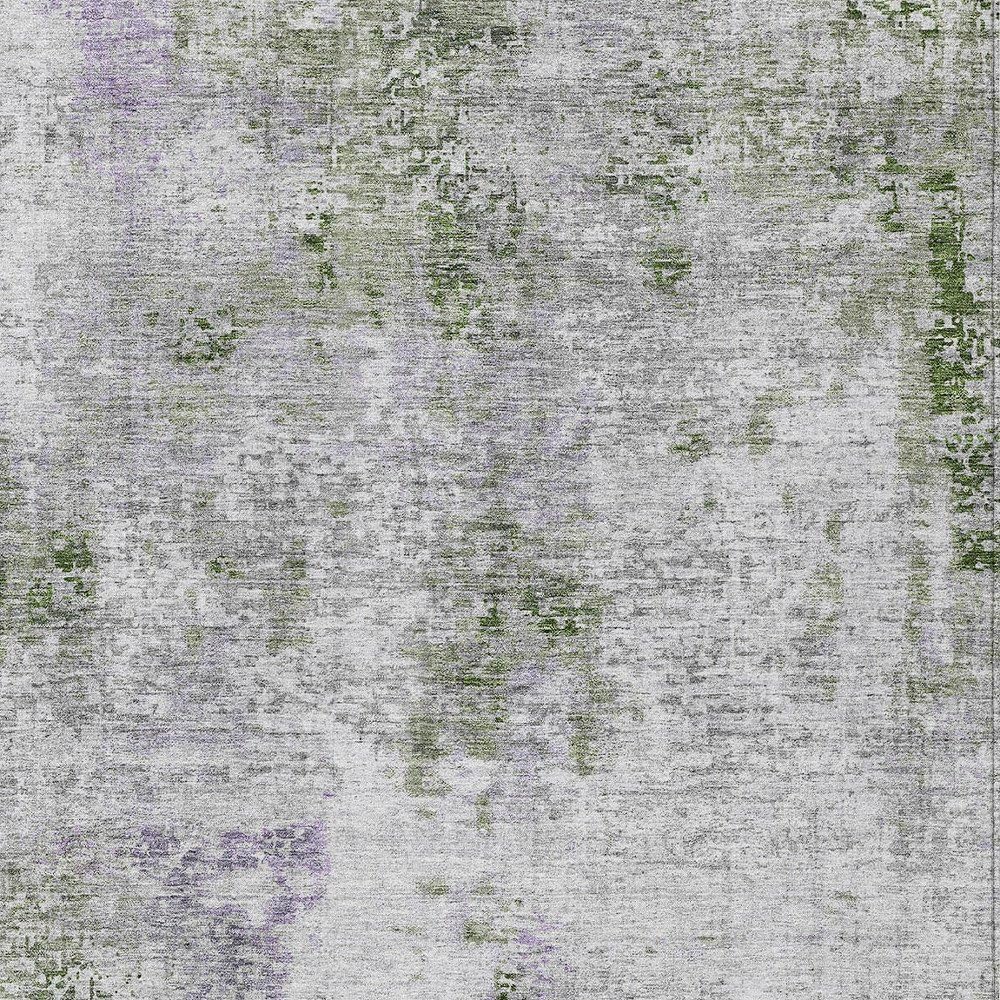 5' X 8' Olive Green and Gray Abstract Washable Indoor Outdoor Area Rug