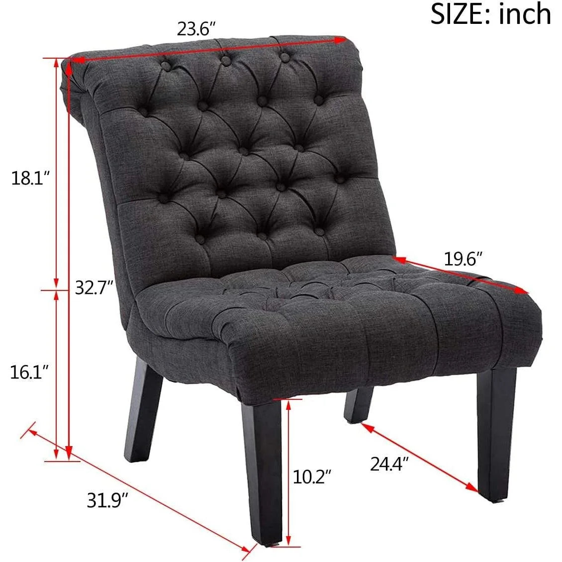 Gray Accent Chair With Wood Legs For Living Room Decor