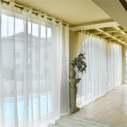 Custom Curtains: Linen Texture Sheer Curtains, Set of 2 Panels