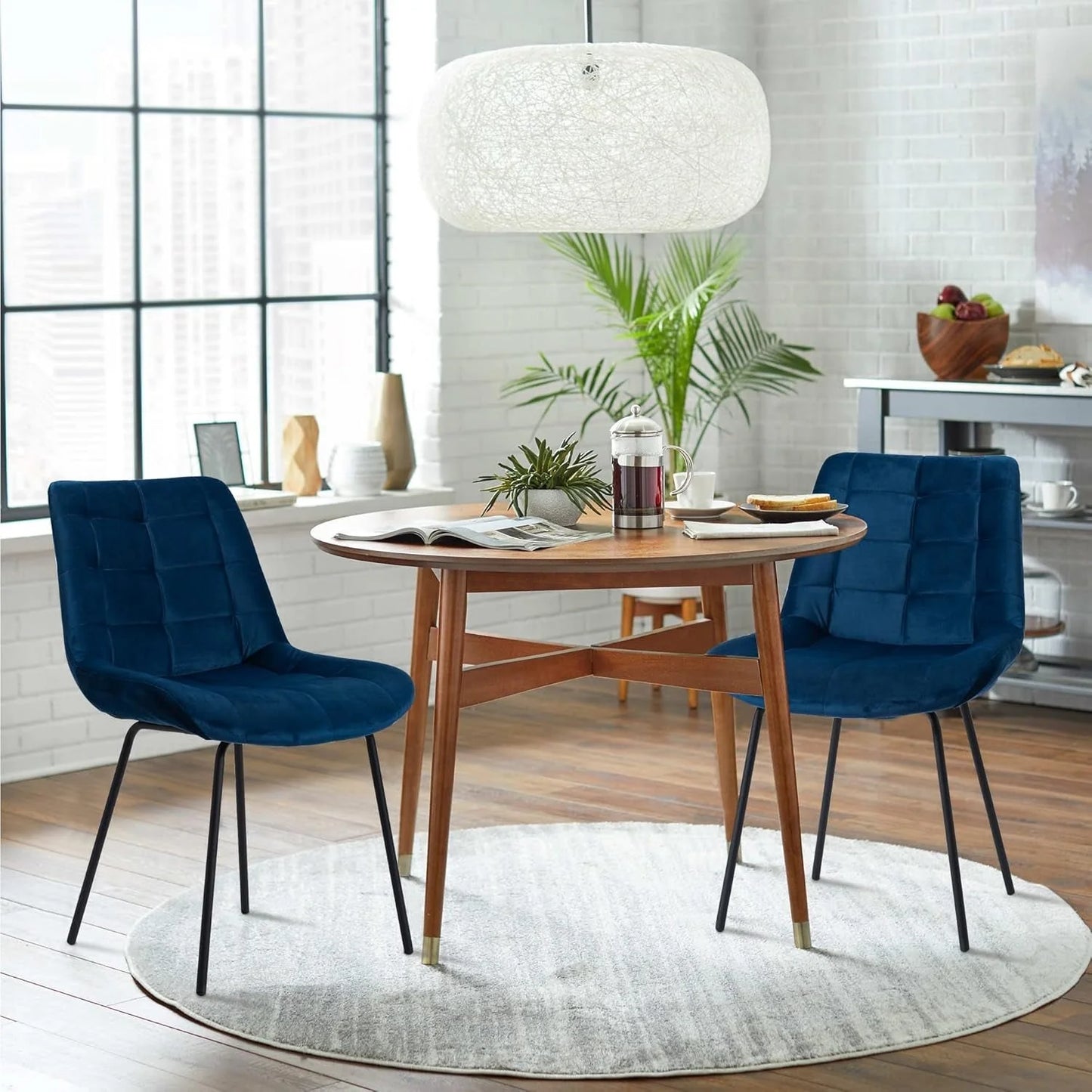 Blue Tufted Dining Chairs Set Of 2 Kitchen And Living Room