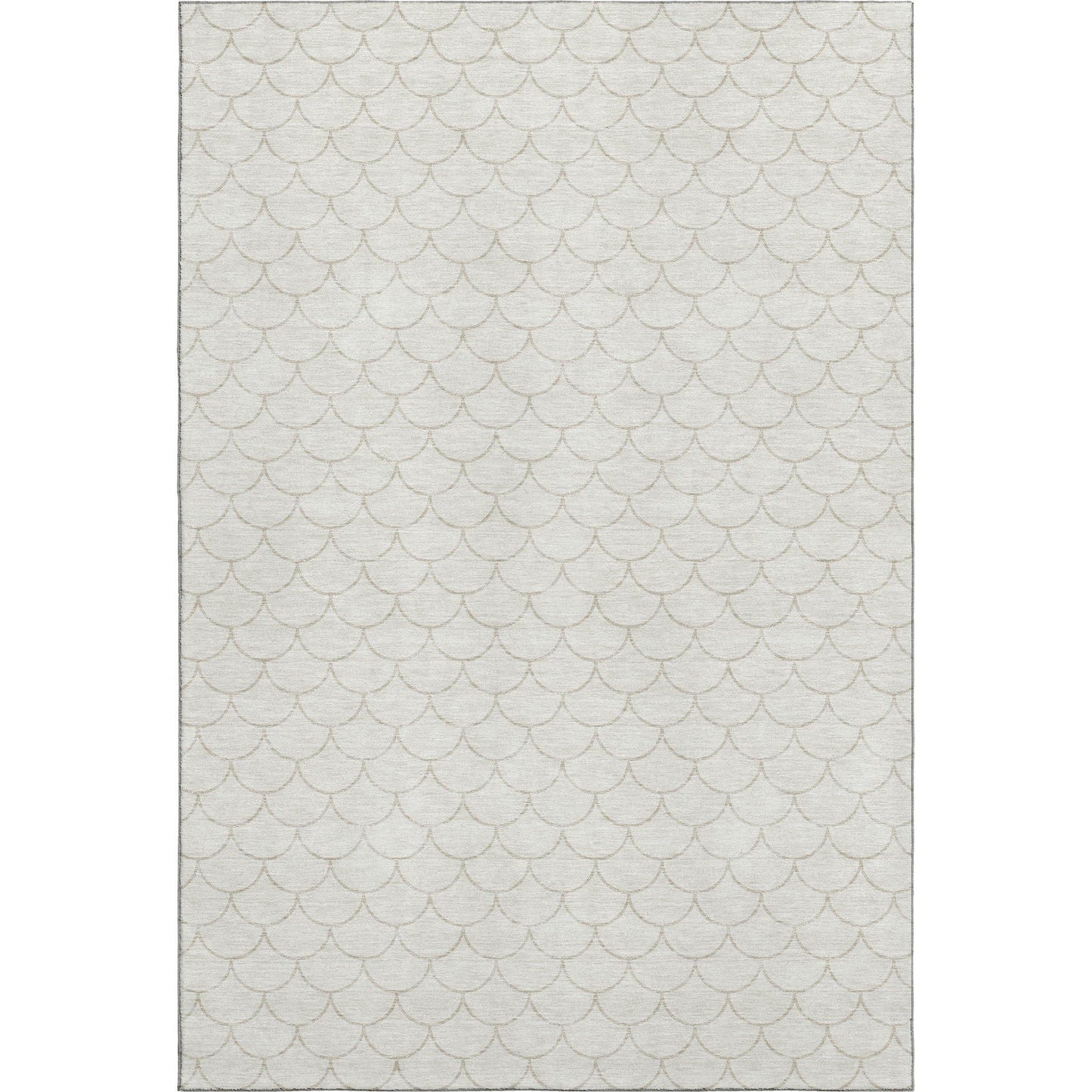 5' X 8' Ivory and Beige Geometric Washable Area Rug with UV Protection