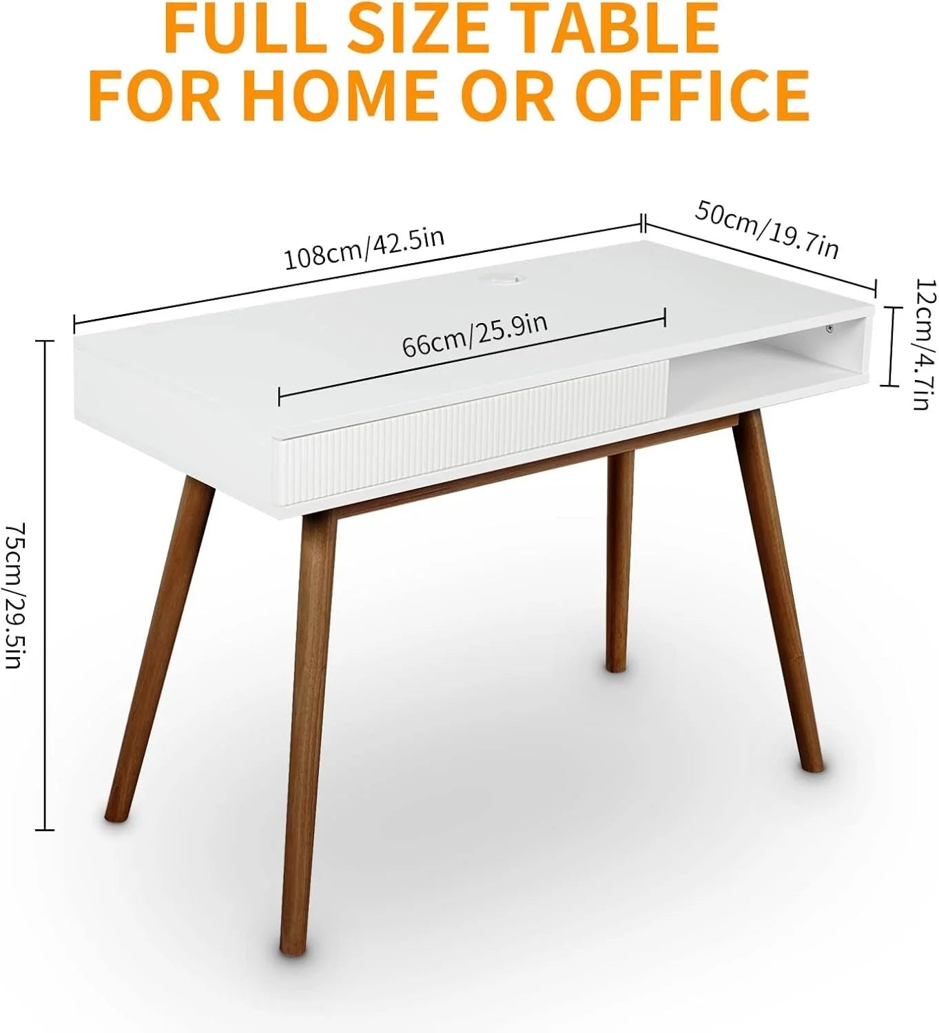 White Writing Desk With Drawers Mid Century Modern