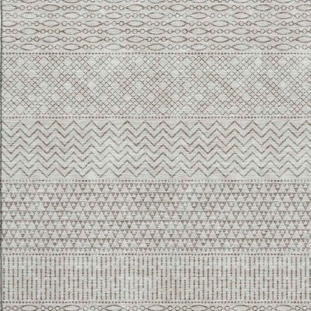 3' X 5' Beige and Ivory Striped Washable Area Rug with UV Protection