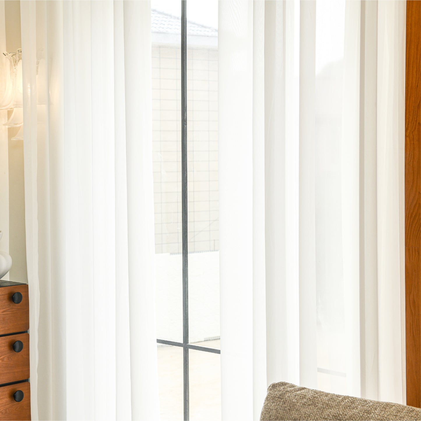 Custom Curtains: Linen Texture Sheer Curtains, Set of 2 Panels