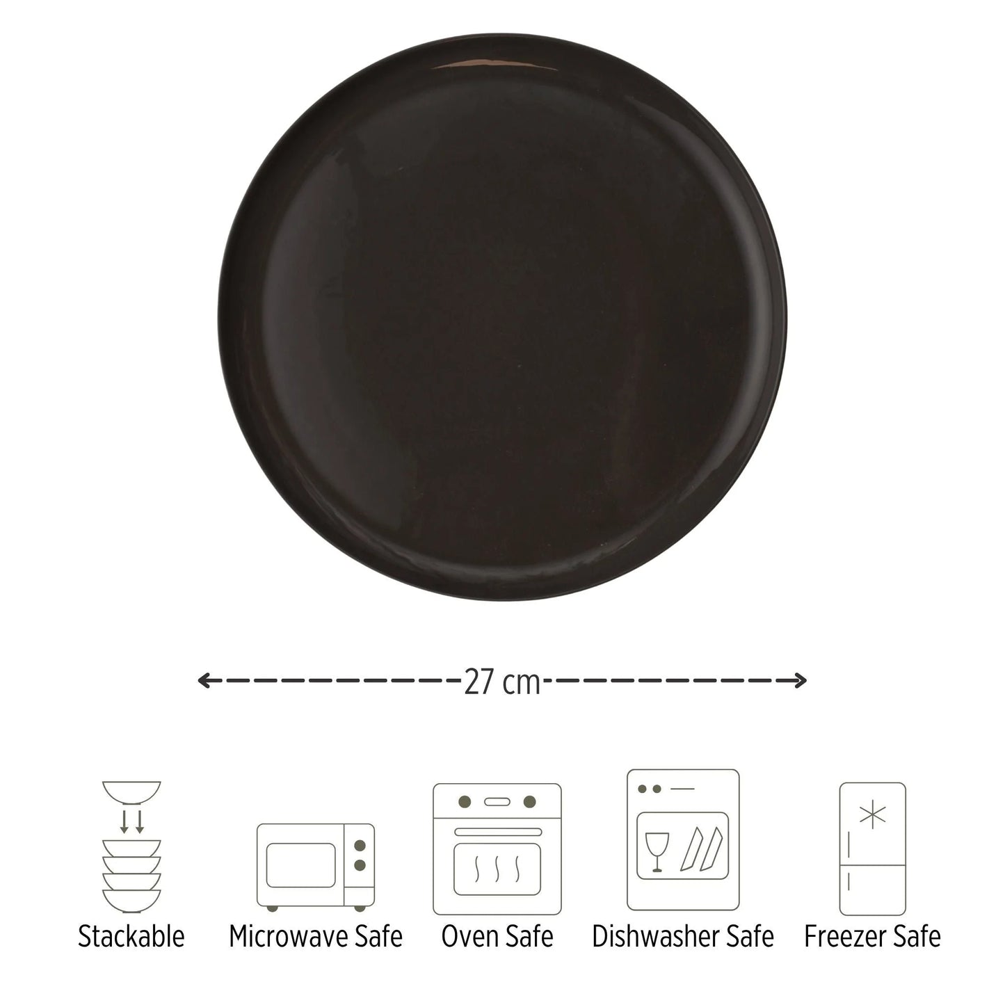 Porcelain Dinner Plate - Sanday Series, Antracite - 27cm Diameter