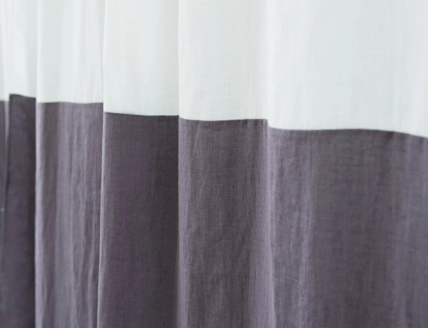 White and Natural Light Linen Curtains with tabs, Two Tones 280 cm/ 110 inches
