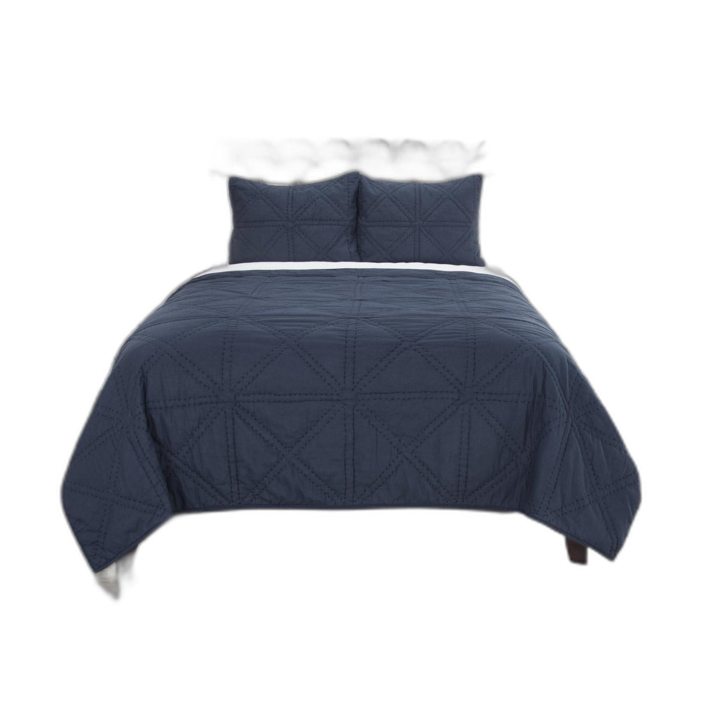 Set of Three Indigo Geometric King Quilt