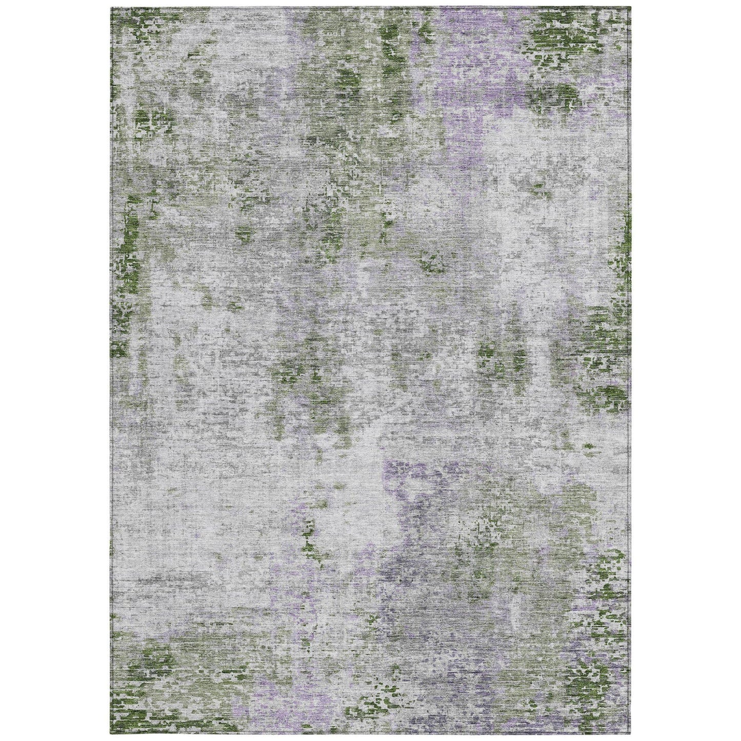 5' X 8' Olive Green and Gray Abstract Washable Indoor Outdoor Area Rug