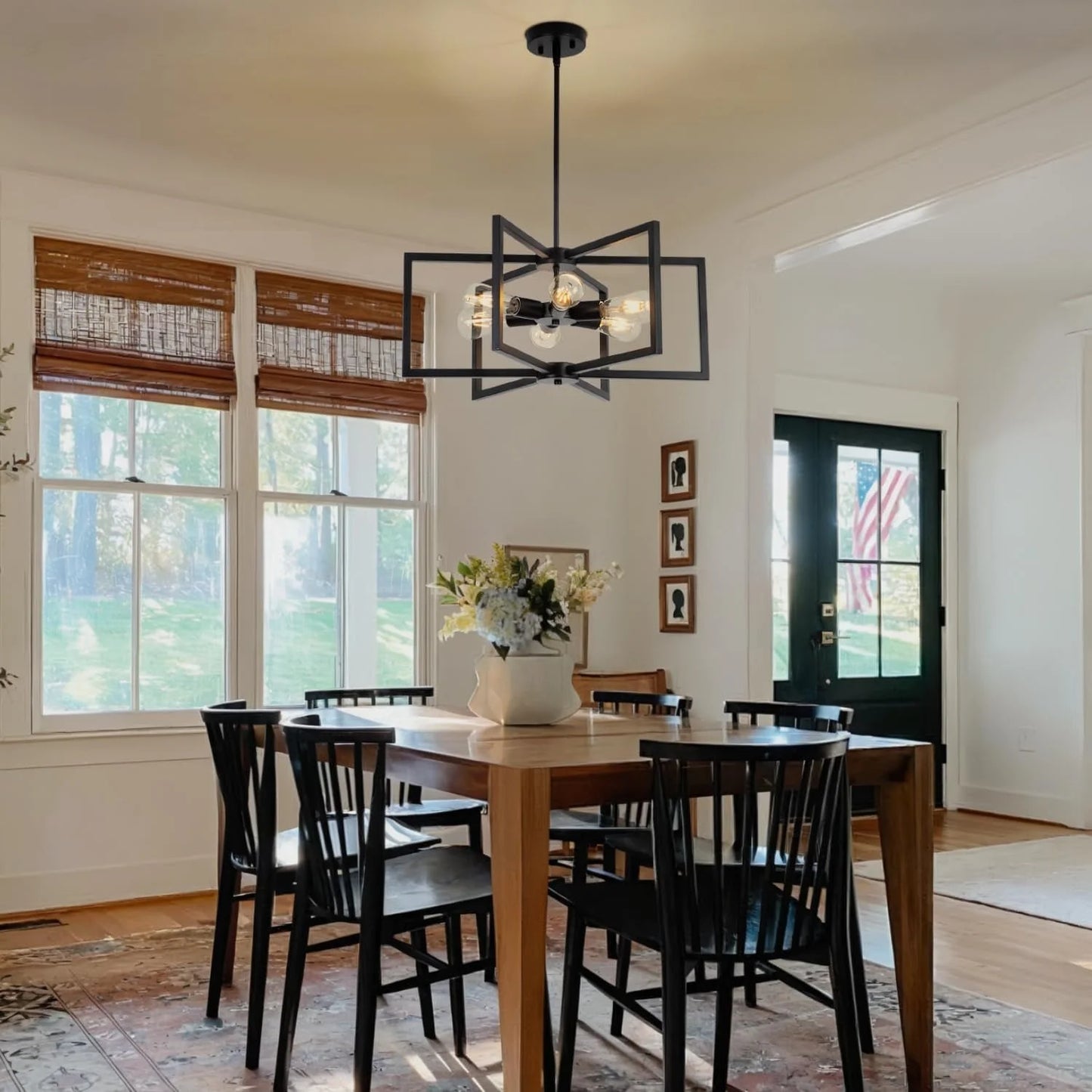 Black 23 Inch Farmhouse Chandelier For Dining Room
