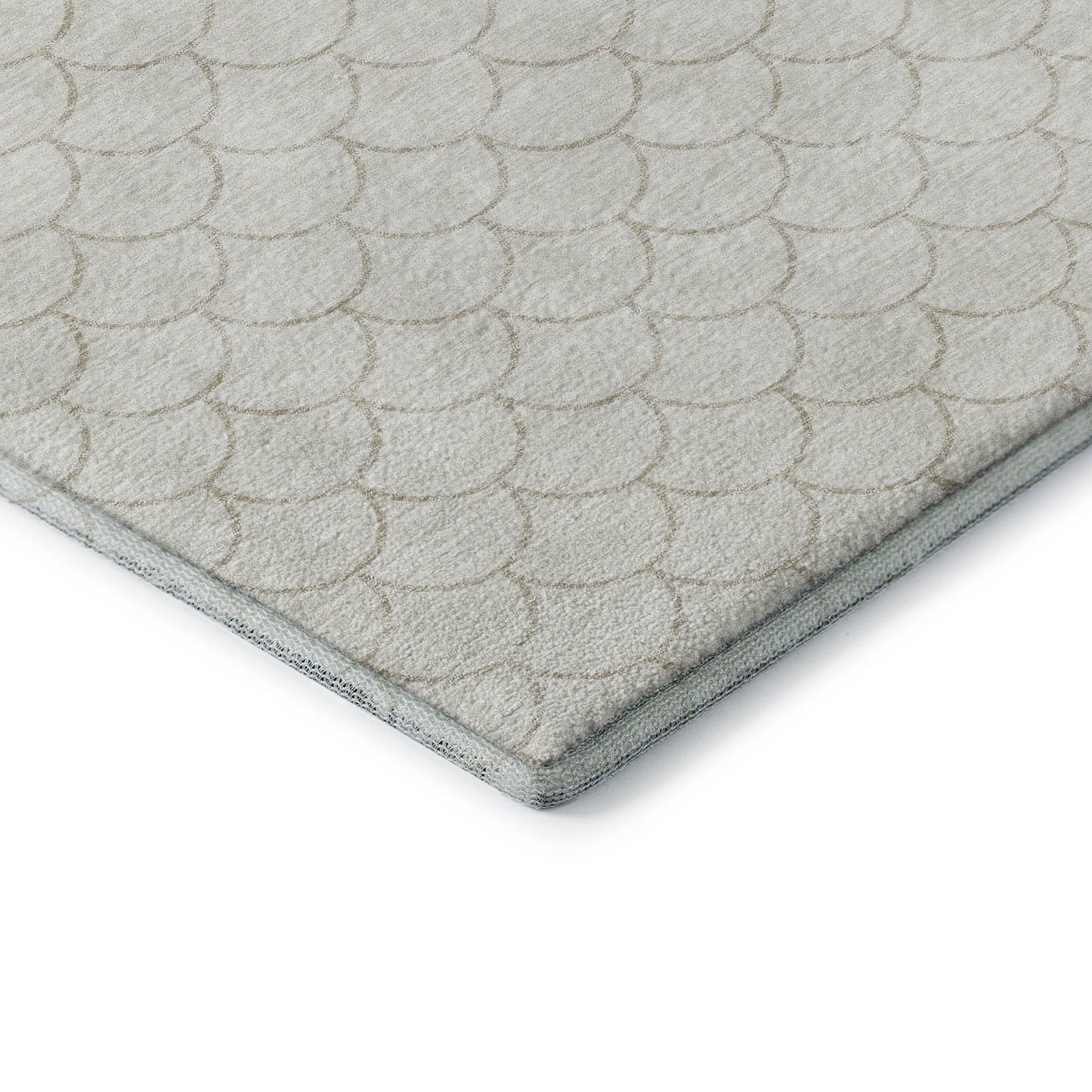 5' X 8' Ivory and Beige Geometric Washable Area Rug with UV Protection