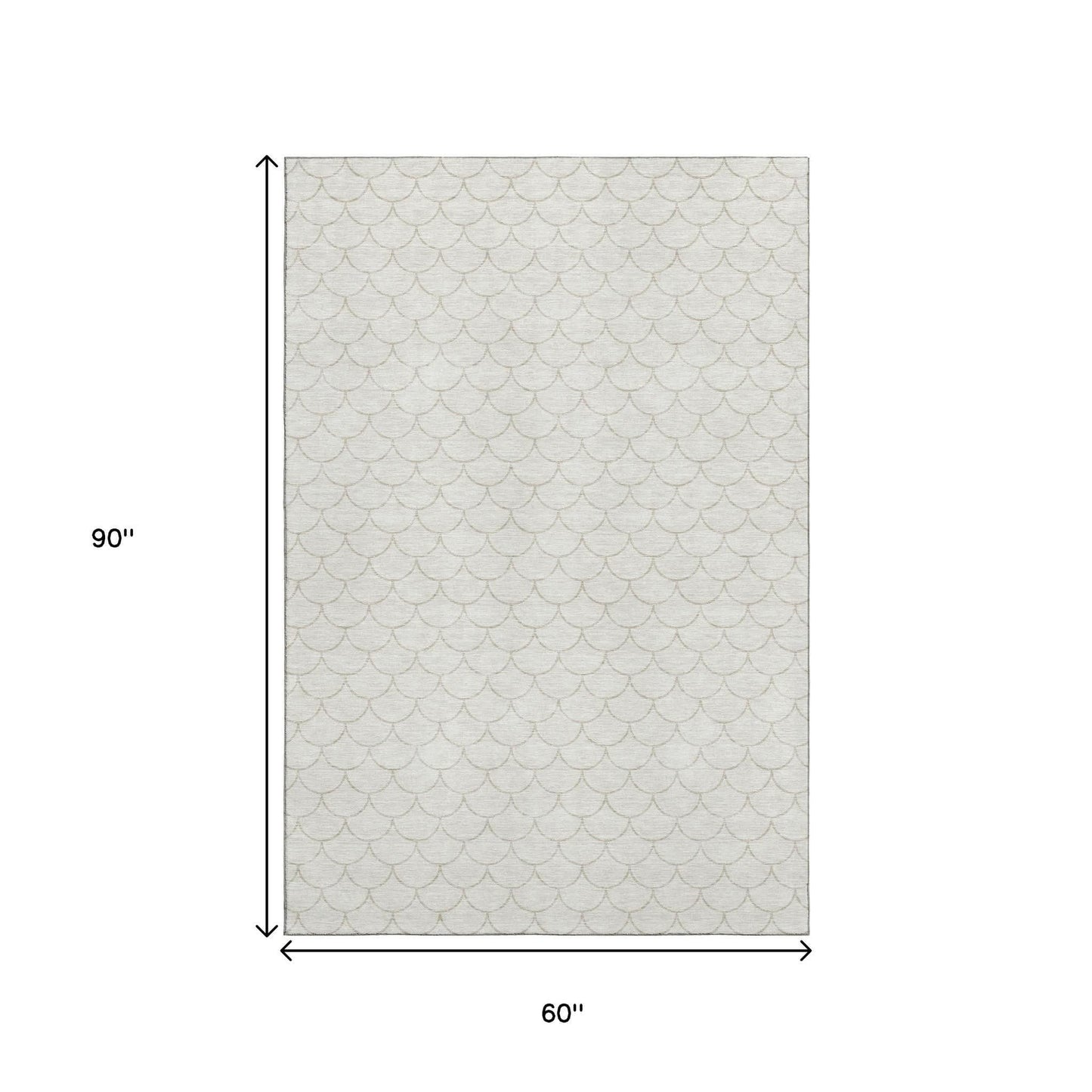 5' X 8' Ivory and Beige Geometric Washable Area Rug with UV Protection