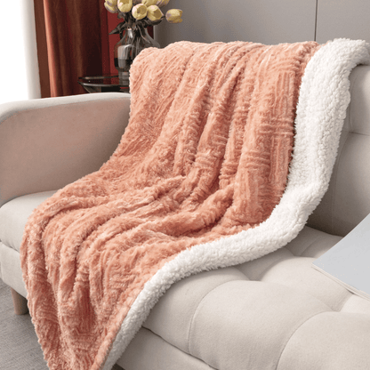 DaDa Bedding Coral Peach Rose Faux Fur Throw Blanket - Dreamy
