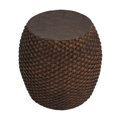 Faux Rattan Side Table for Both Indoor and Outdoor Use, Handmade MgO, Brown