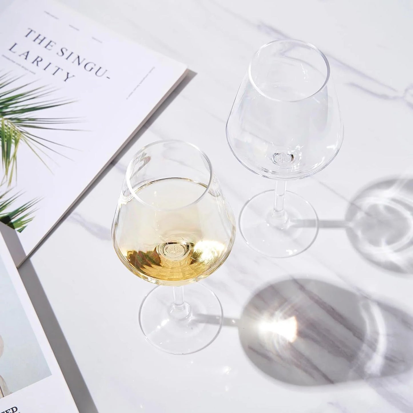 Unbreakable Stemmed Wine Glasses, Tritan Acrylic | Set of 2 | European Style Crystal Drinkware, 18oz