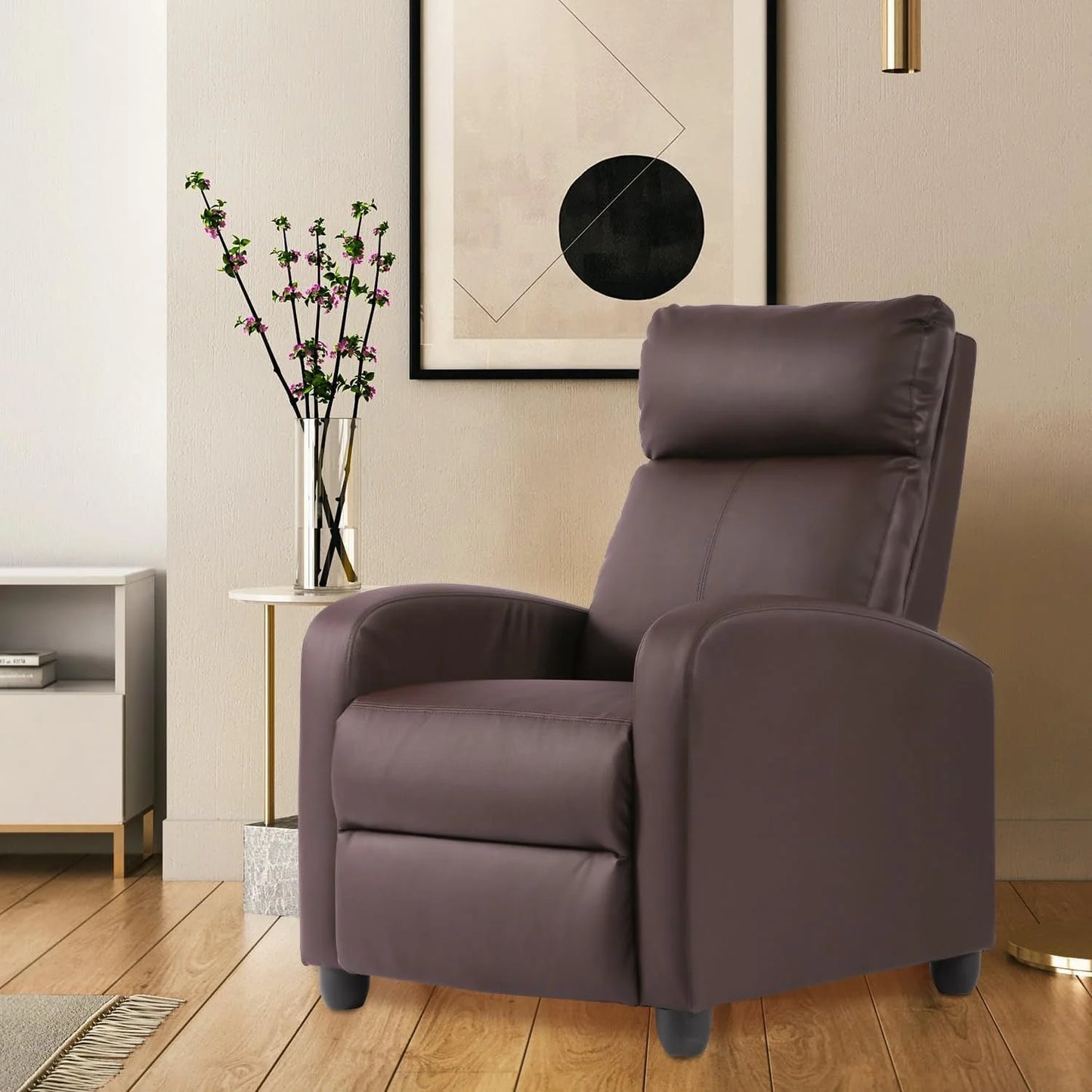 Recliner Chair Brown Adjustable Living Room Armchair