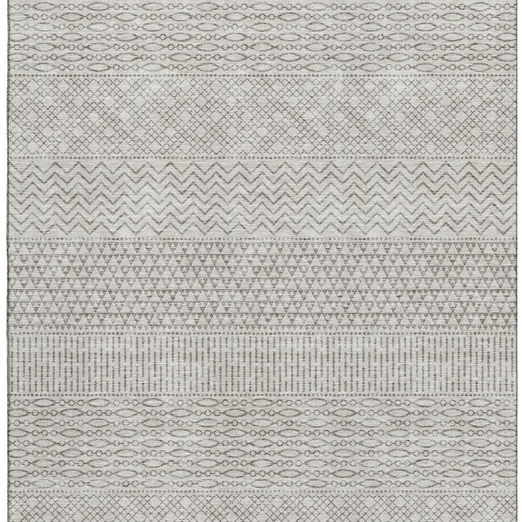 3' X 5' Beige and Ivory Striped Washable Area Rug with UV Protection