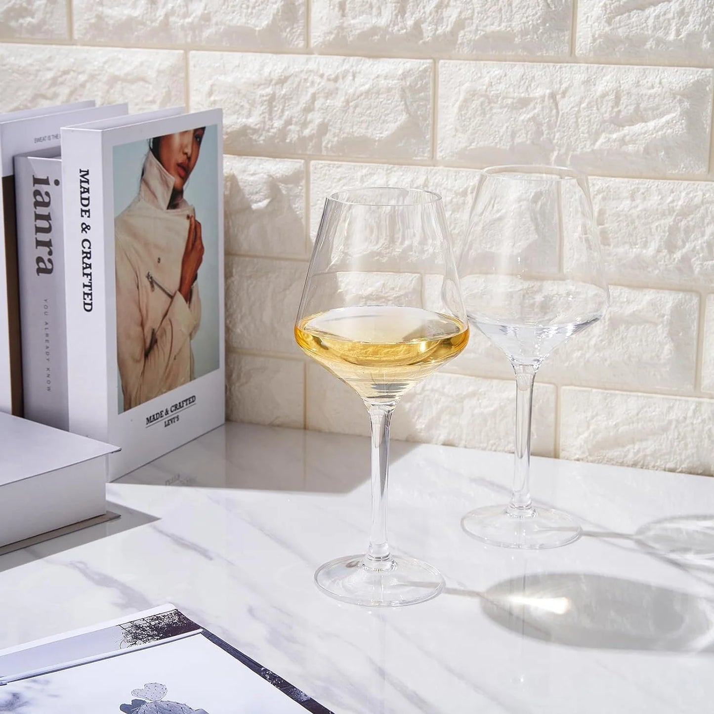 Unbreakable Stemmed Wine Glasses, Tritan Acrylic | Set of 2 | European Style Crystal Drinkware, 18oz