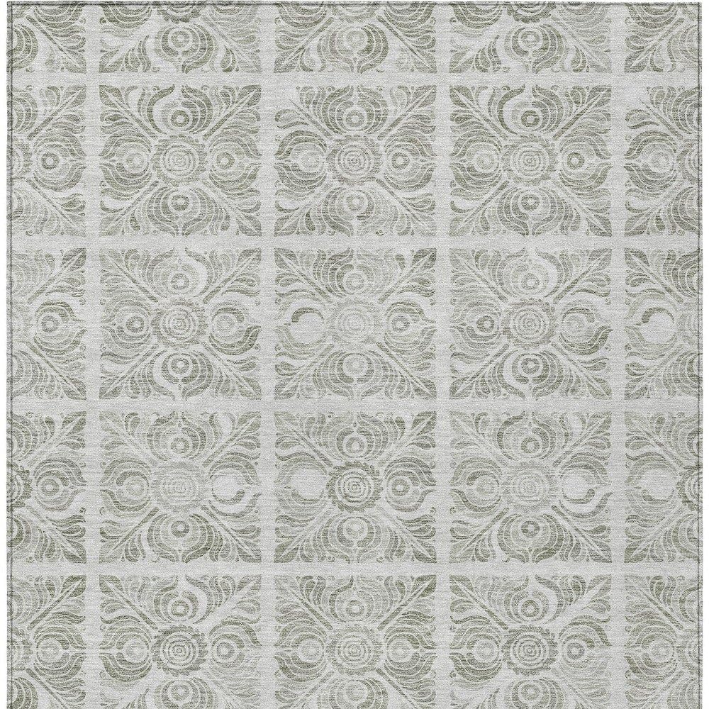 5' X 8' Taupe Beige and Tan Medallion Washable Indoor Outdoor Area Rug