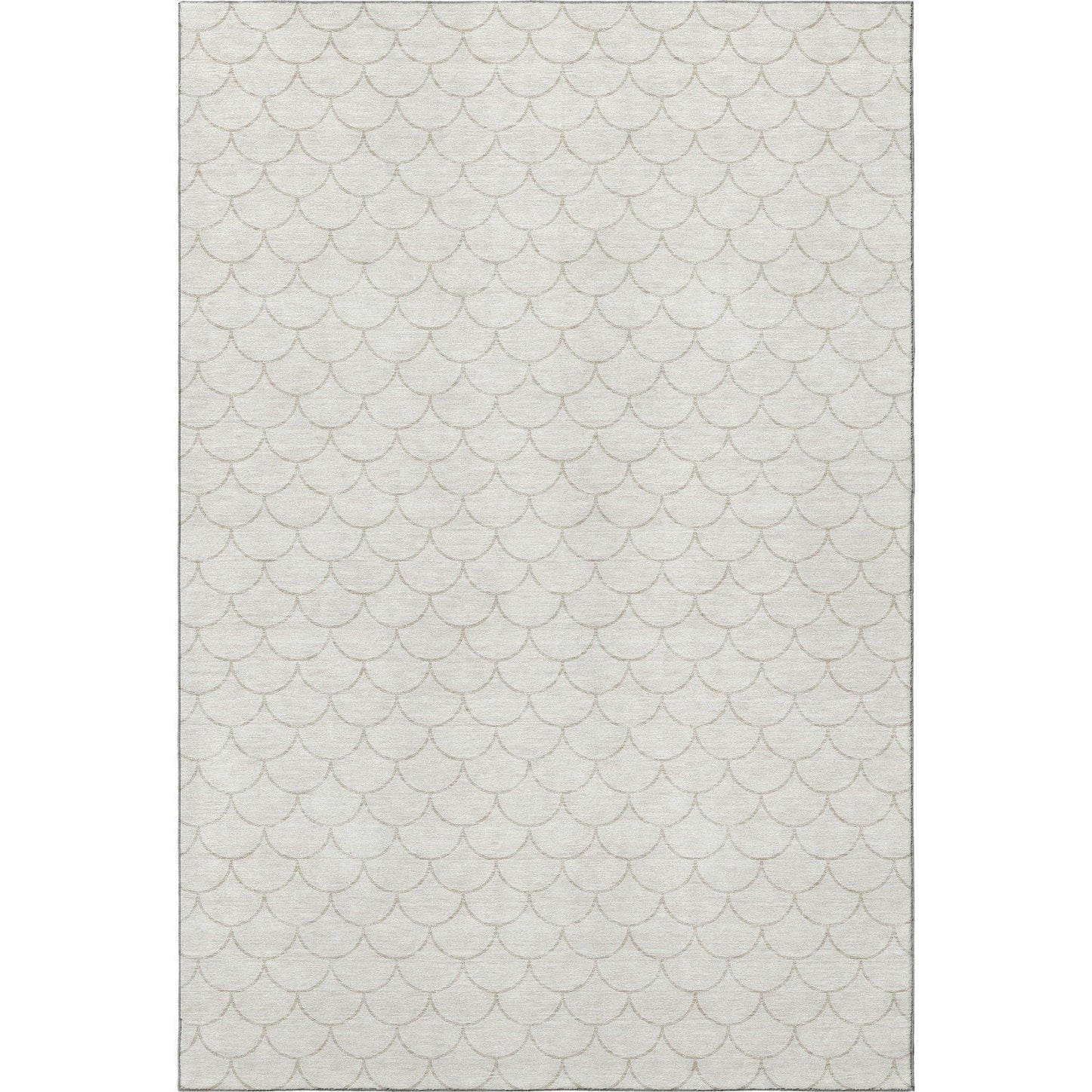 5' X 8' Ivory and Beige Geometric Washable Area Rug with UV Protection