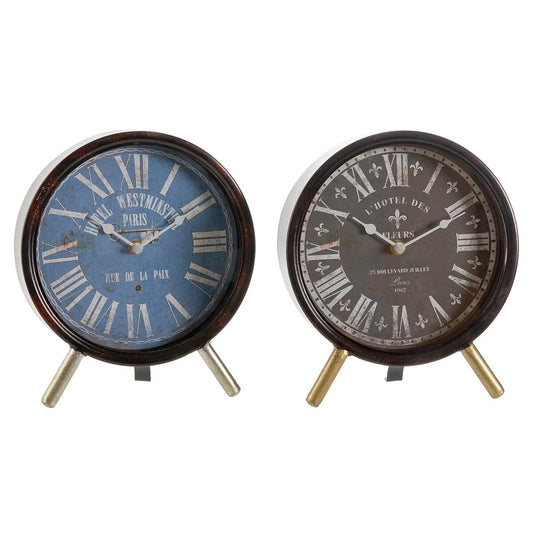 Table clock DKD Home Decor Blue Black Vintage (2 Units)