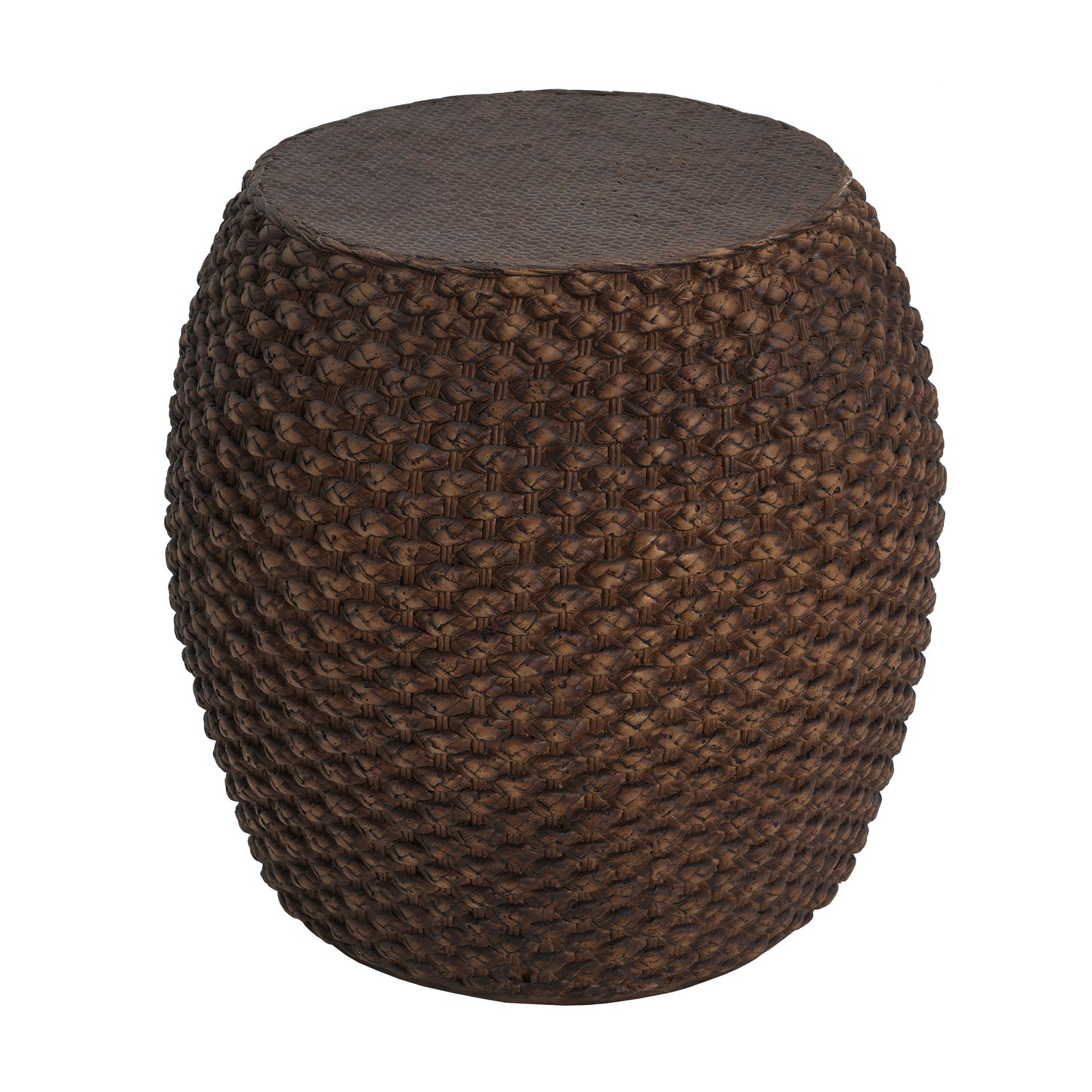 Faux Rattan Side Table for Both Indoor and Outdoor Use, Handmade MgO, Brown