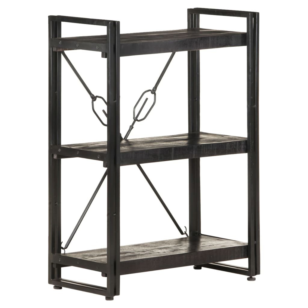 vidaXL 3-Tier Bookcase Black 23.6"x11.8"x31.5" Solid Mango Wood