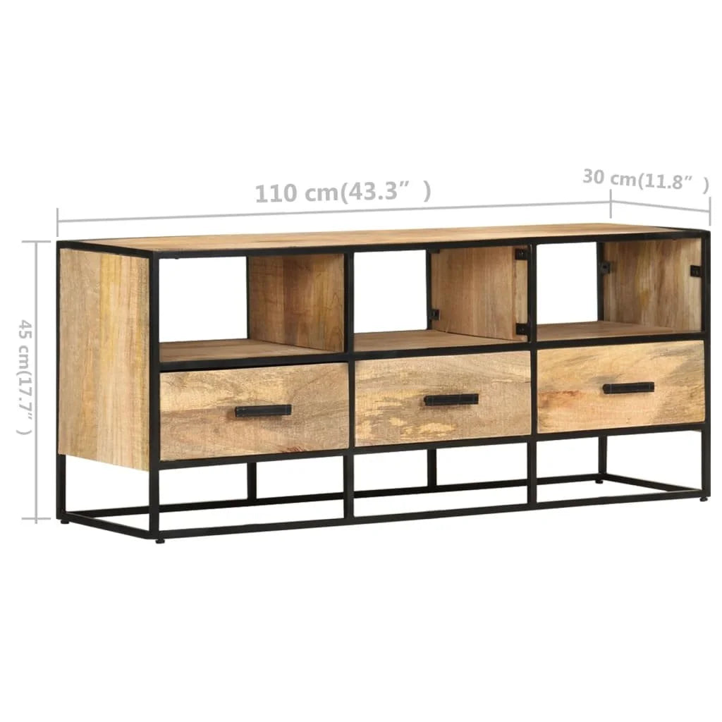 vidaXL TV Stand TV Unit Sideboard Home TV Console Media Unit Rough Mango Wood