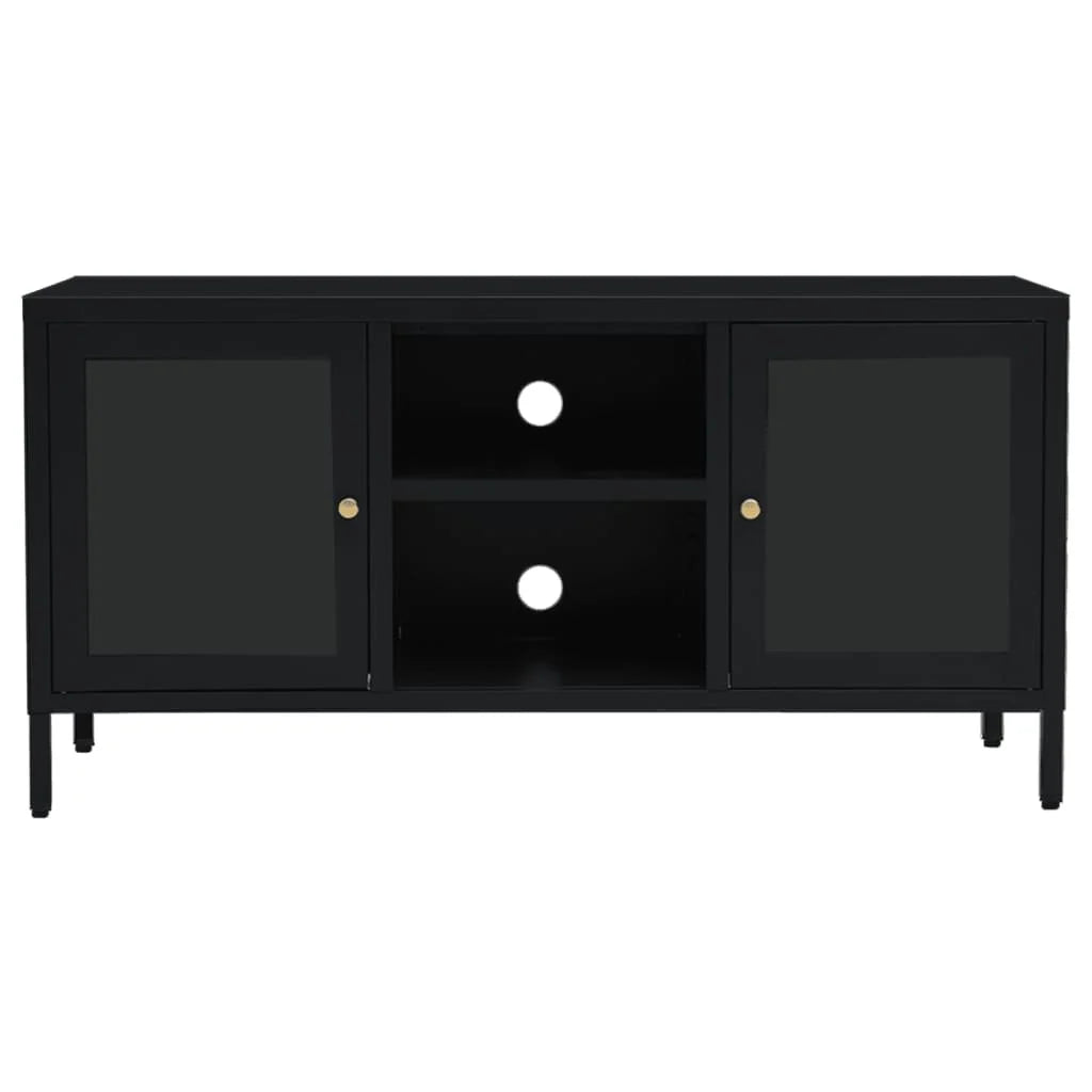vidaXL TV Stand TV Console Sideboard TV Unit Home Media Unit Steel and Glass