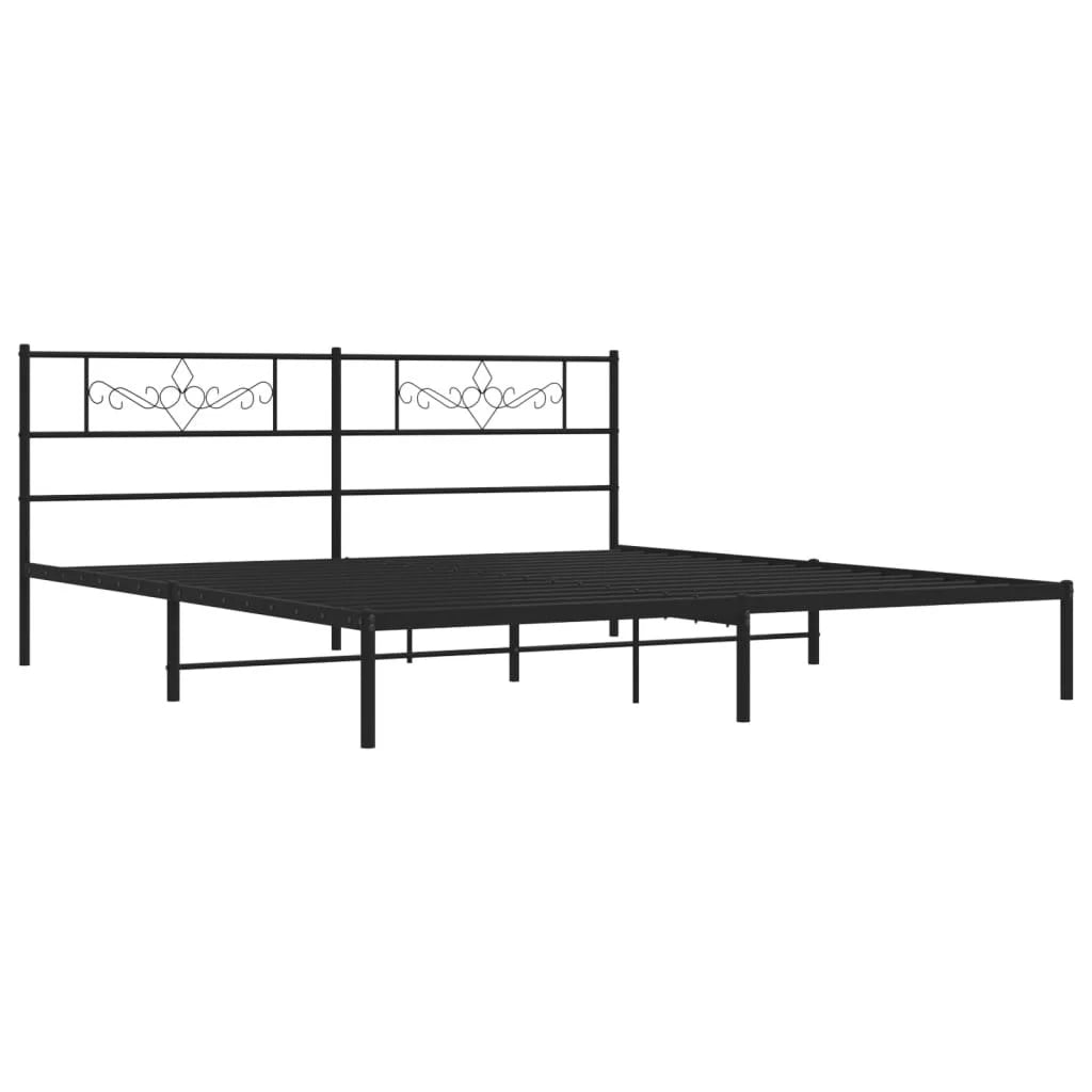 vidaXL Metal Bed Frame with Headboard Black 76"x79.9" King