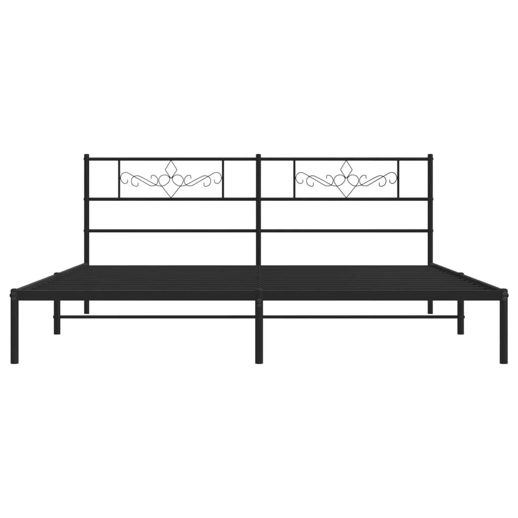 vidaXL Metal Bed Frame with Headboard Black 76"x79.9" King