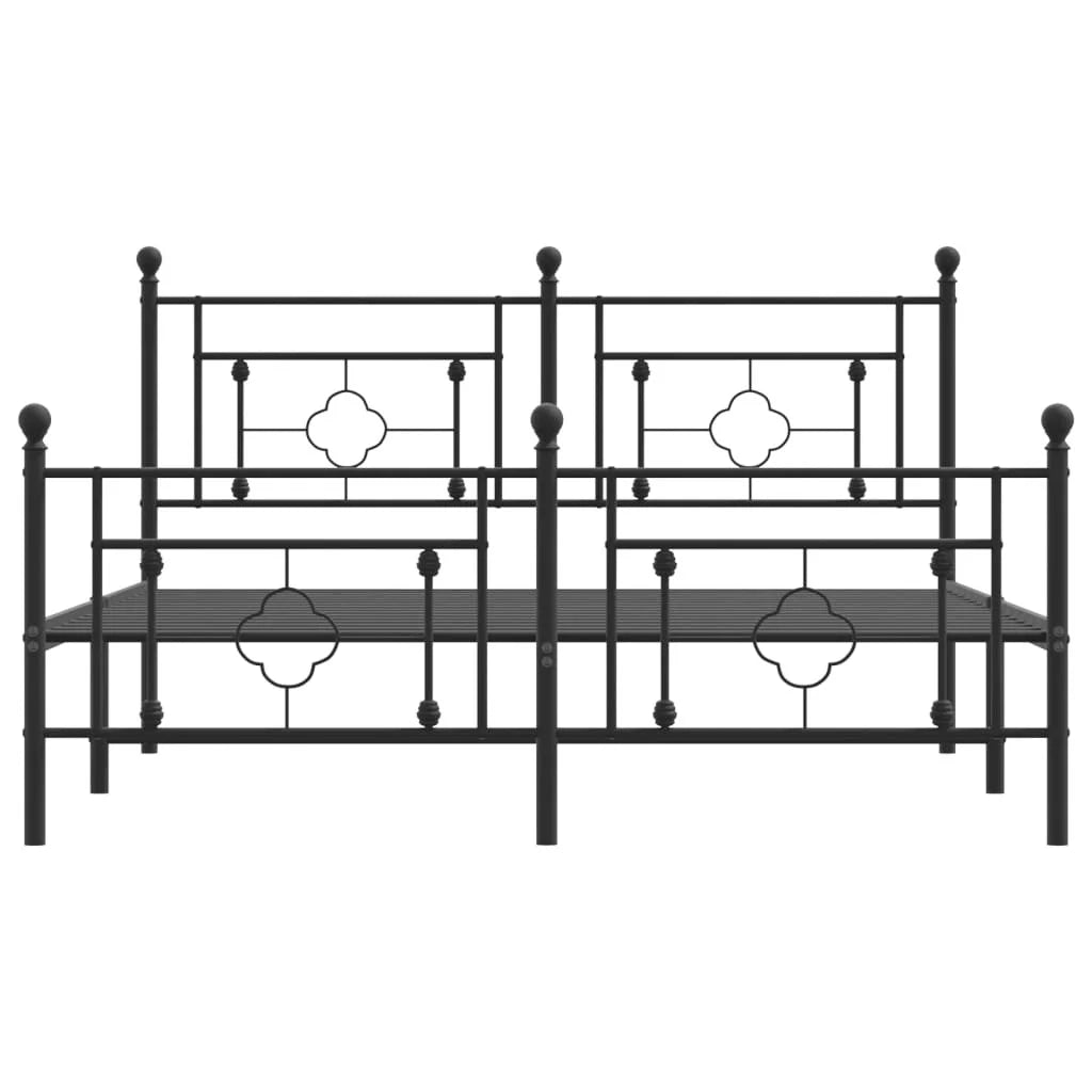 vidaXL Metal Bed Frame with Headboard and Footboard Black 59.1"x78.7"