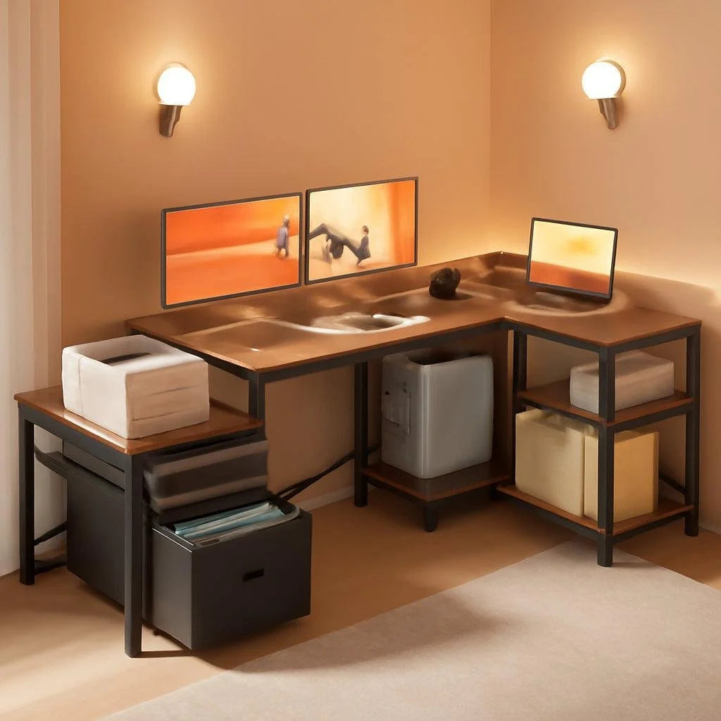 L Shaped Desk With Drawers Industrial Grade Cabinet