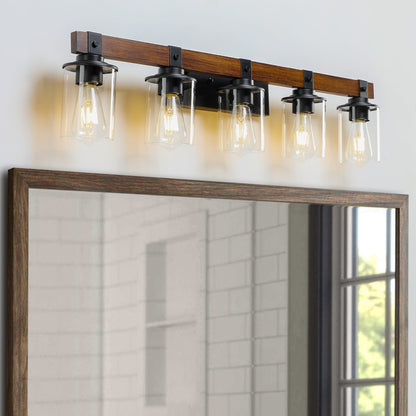 (Same as W1340p155972/L1015-5) 5-Lights Farmhouse Vanity Lights Fixture Rustic Bathroom Light Fixture Bathroom Sconce(Wi