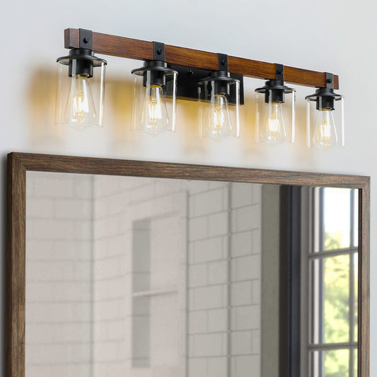 (Same as W1340p155972/L1015-5) 5-Lights Farmhouse Vanity Lights Fixture Rustic Bathroom Light Fixture Bathroom Sconce(Wi
