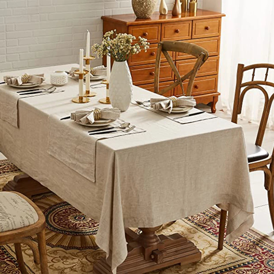 100% Pure Linen Solid Color Table Cloth