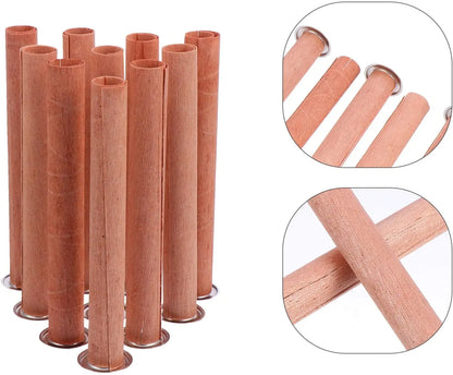 8pcs Wooden Candle Wicks Round Tube Smokeless Candle Cores Replacement