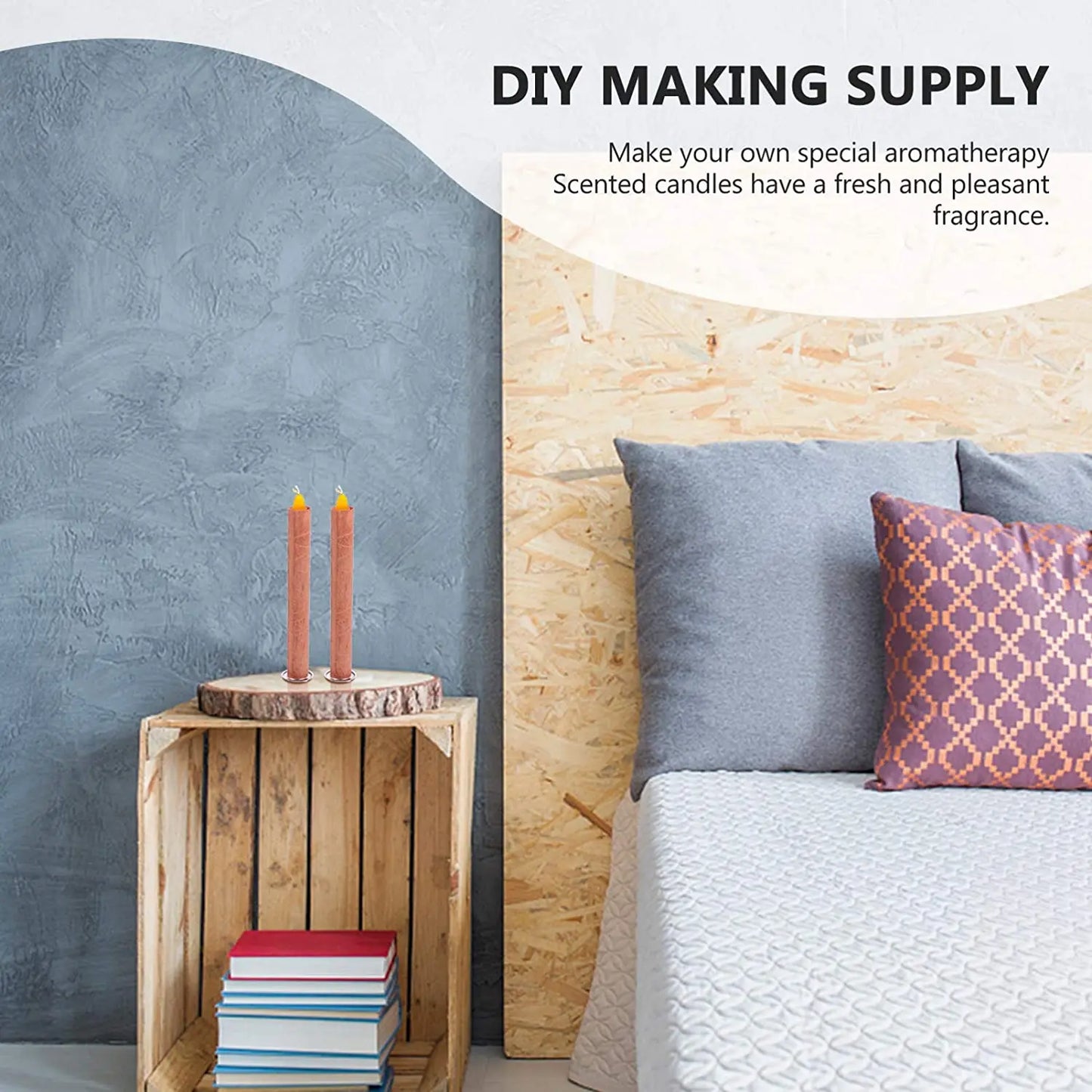 8pcs Wooden Candle Wicks Round Tube Smokeless Candle Cores Replacement