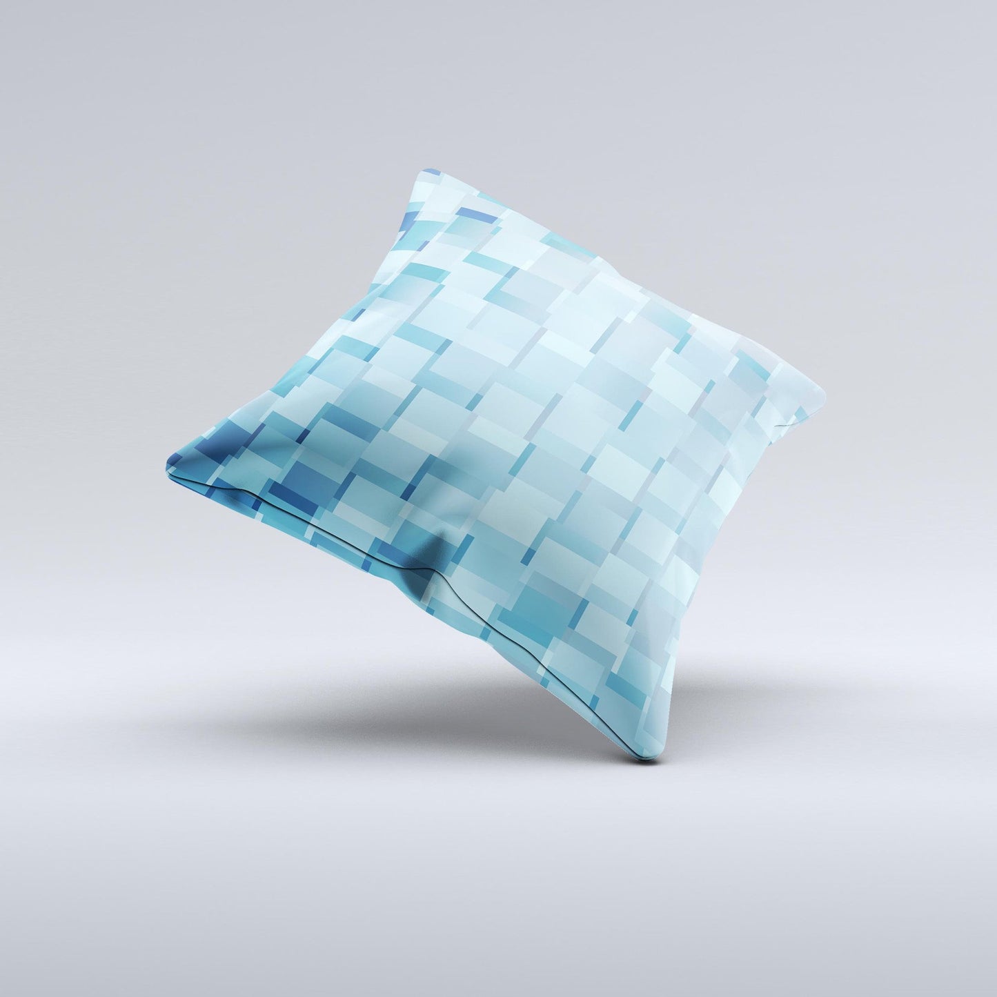 Abstract Blue Cubed Ink-Fuzed Decorative Throw Pillow