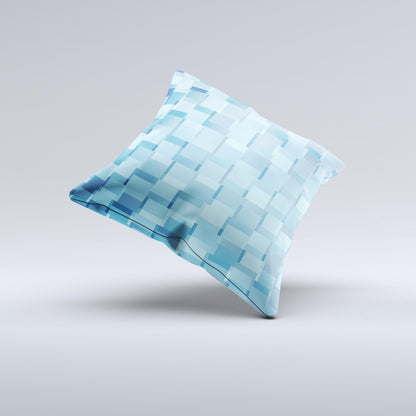 Abstract Blue Cubed Ink-Fuzed Decorative Throw Pillow