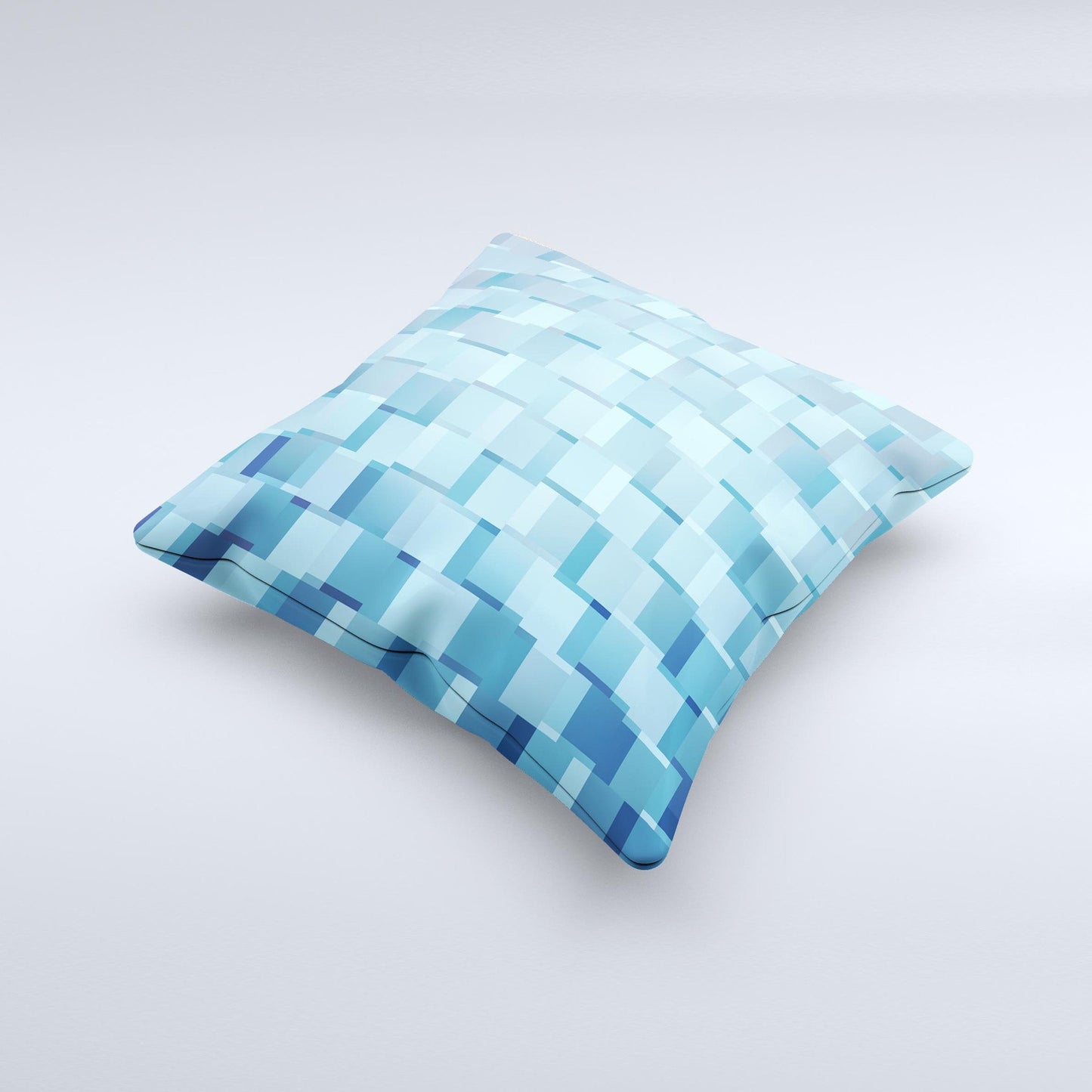Abstract Blue Cubed Ink-Fuzed Decorative Throw Pillow